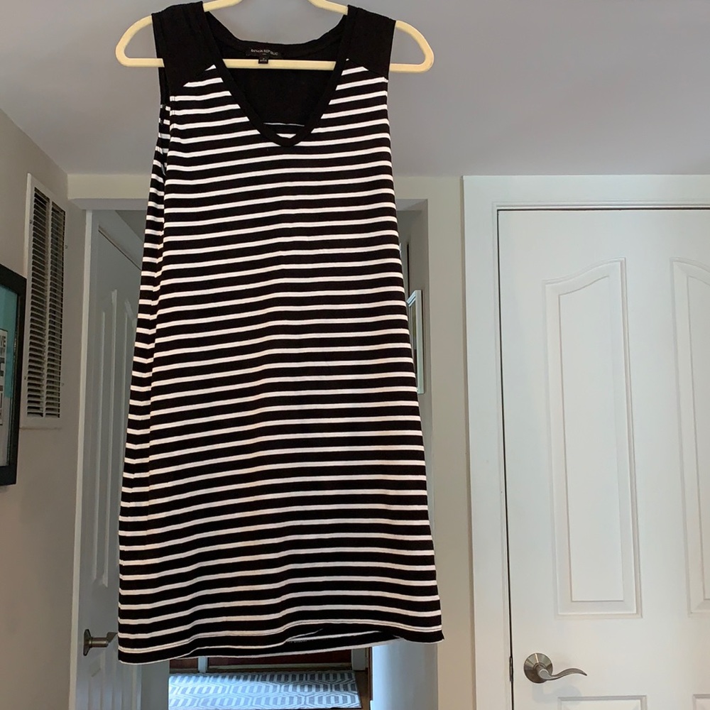 Banana Republic black & white stripe cotton dress